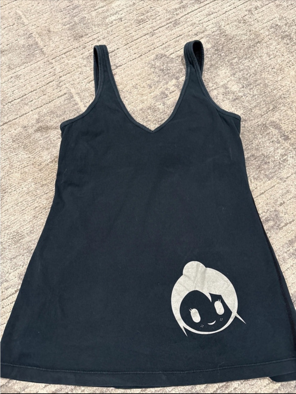 Nike Black V-Neck Tank with Light Gray Graphic